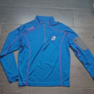 Ping Kansas Jayhawk Blue Quarter-Zip Pullover with Red Trim
